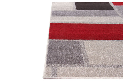 Tappeto Moderno Geometrico Disegno a Blocchi - Rosso e Grigio - CarpetLiving