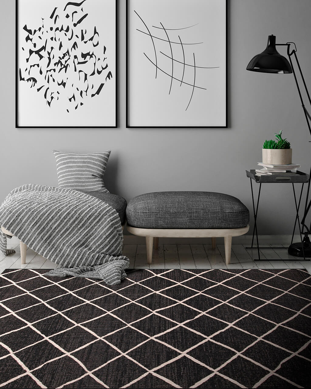 Tappeto da Esterno/Interno Veranda C Black Silver - Geometrico