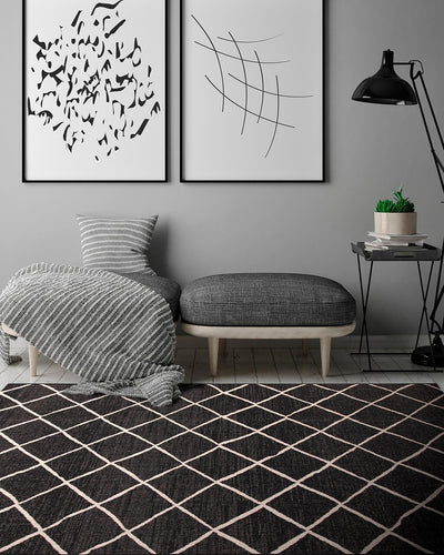 Tappeto da Esterno/Interno Veranda C Black Silver - Geometrico - CarpetLiving