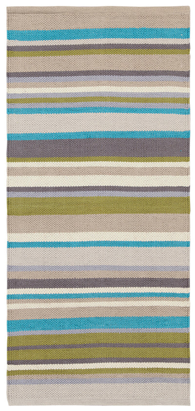 Tappeto in Cotone Lavabile in Lavatrice - Tessuto a mano - Casablanca Stripes Verde | Ideale per Cucina e Bagno - CarpetLiving