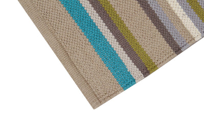 Tappeto in Cotone Lavabile in Lavatrice - Tessuto a mano - Casablanca Stripes Verde | Ideale per Cucina e Bagno - CarpetLiving