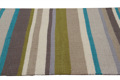 Tappeto in Cotone Lavabile in Lavatrice - Tessuto a mano - Casablanca Stripes Verde | Ideale per Cucina e Bagno - CarpetLiving