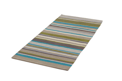 Tappeto in Cotone Lavabile in Lavatrice - Tessuto a mano - Casablanca Stripes Verde | Ideale per Cucina e Bagno - CarpetLiving