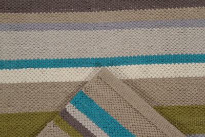 Tappeto in Cotone Lavabile in Lavatrice - Tessuto a mano - Casablanca Stripes Verde | Ideale per Cucina e Bagno - CarpetLiving