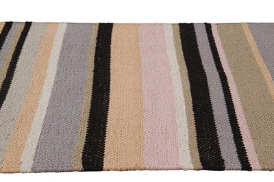 Tappeto in Cotone Lavabile in Lavatrice - Tessuto a mano - Casablanca Stripes Grigio | Ideale per Cucina e Bagno - CarpetLiving