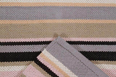 Tappeto in Cotone Lavabile in Lavatrice - Tessuto a mano - Casablanca Stripes Grigio | Ideale per Cucina e Bagno - CarpetLiving
