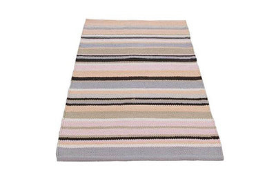 Tappeto in Cotone Lavabile in Lavatrice - Tessuto a mano - Casablanca Stripes Grigio | Ideale per Cucina e Bagno - CarpetLiving