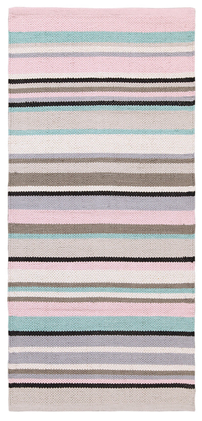 Tappeto in Cotone Lavabile in Lavatrice - Tessuto a mano - Casablanca Stripes Rosa | Ideale per Cucina e Bagno - CarpetLiving