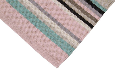 Tappeto in Cotone Lavabile in Lavatrice - Tessuto a mano - Casablanca Stripes Rosa | Ideale per Cucina e Bagno - CarpetLiving
