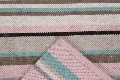 Tappeto in Cotone Lavabile in Lavatrice - Tessuto a mano - Casablanca Stripes Rosa | Ideale per Cucina e Bagno - CarpetLiving