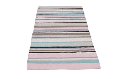 Tappeto in Cotone Lavabile in Lavatrice - Tessuto a mano - Casablanca Stripes Rosa | Ideale per Cucina e Bagno - CarpetLiving