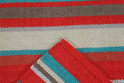 Tappeto in Cotone Lavabile in Lavatrice - Tessuto a mano - Casablanca Stripes Multicolore | Ideale per Cucina e Bagno - CarpetLiving