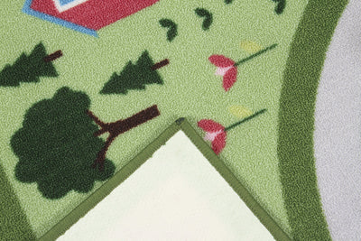 Tappeto da Gioco per Bambini - Verde e Rosa - Disegno Strada e Casette - Tappeto per la Cameretta - Sicuro e Certificato - CarpetLiving