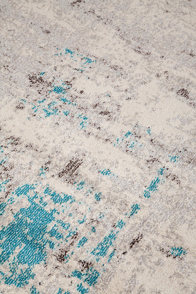Tappeto moderno Soho 2 Ecru Blue - accenti azzurri fluo - CarpetLiving