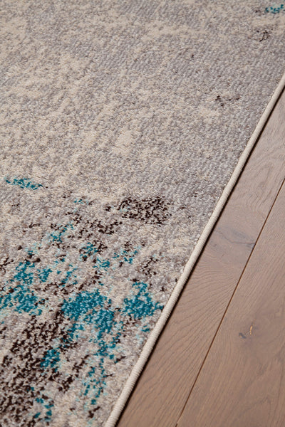 Tappeto moderno Soho 2 Ecru Blue - accenti azzurri fluo - CarpetLiving