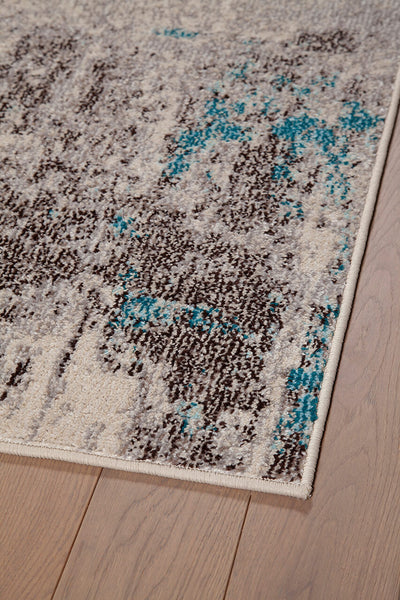 Tappeto moderno Soho 2 Ecru Blue - accenti azzurri fluo - CarpetLiving