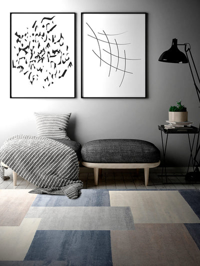 Tappeto Moderno Premium Stile Geometrico Alan 1 Grigio e Blu - CarpetLiving
