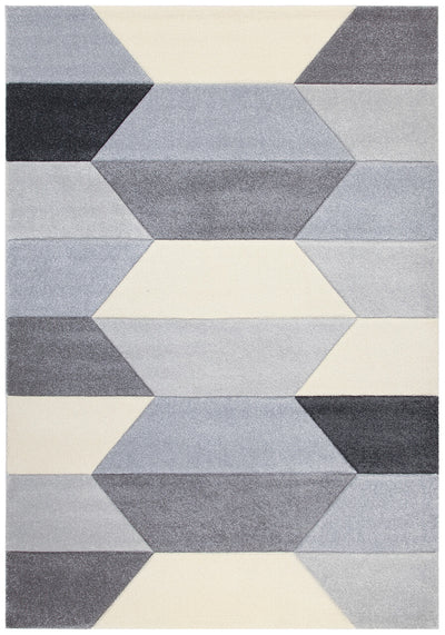 Tappeto Moderno Carve Geometrico a Blocchi - Bianco e Grigio - Antiscivolo - Ideale per Soggiorno, Camera da Letto, Sala da Pranzo - CarpetLiving
