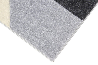 Tappeto Moderno Carve Geometrico a Blocchi - Bianco e Grigio - Antiscivolo - Ideale per Soggiorno, Camera da Letto, Sala da Pranzo - CarpetLiving
