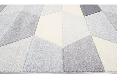 Tappeto Moderno Carve Geometrico a Blocchi - Bianco e Grigio - Antiscivolo - Ideale per Soggiorno, Camera da Letto, Sala da Pranzo - CarpetLiving