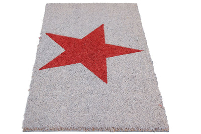 Zerbino Moderno in Fibra di Cocco Naturale 75x40cm - Resistente e Sostenibile - Stella Rossa - CarpetLiving