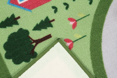 Tappeto da Gioco per Bambini - Verde e Rosa - Disegno Strada e Casette - Tappeto per la Cameretta - Sicuro e Certificato - CarpetLiving