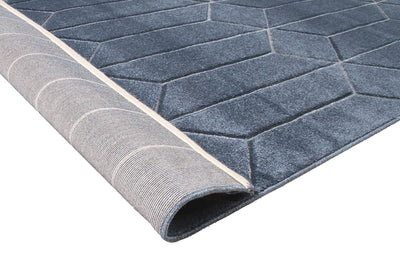 Tappeto Moderno Handcarved Blu Marino Navy - Antiscivolo | Ideale per Soggiorno, Camera da letto, Sala da Pranzo - CarpetLiving