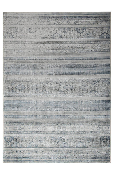 Tappeto Stile Vintage Etnico Celestine Blu, Grigio Chiaro in Viscosa - Disegno Classico Orientale | Ideale per Soggiorno, Camera da Letto - CarpetLiving