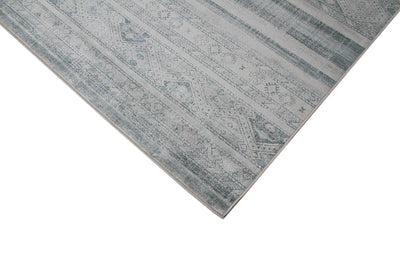Tappeto Stile Vintage Etnico Celestine Blu, Grigio Chiaro in Viscosa - Disegno Classico Orientale | Ideale per Soggiorno, Camera da Letto - CarpetLiving