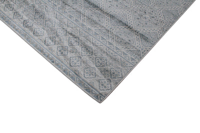 Tappeto Stile Vintage Etnico Celestine Blu, Grigio in Viscosa - Disegno Classico Orientale | Ideale per Soggiorno, Camera da Letto - CarpetLiving
