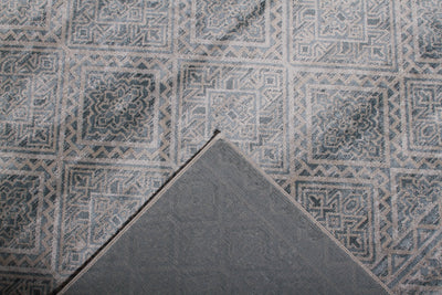 Tappeto Stile Vintage Etnico Celestine Blu, Grigio in Viscosa - Disegno Classico Orientale | Ideale per Soggiorno, Camera da Letto - CarpetLiving