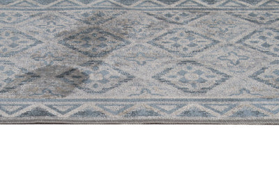 Tappeto Stile Vintage Etnico Celestine Blu, Grigio in Viscosa - Disegno Classico Orientale | Ideale per Soggiorno, Camera da Letto - CarpetLiving
