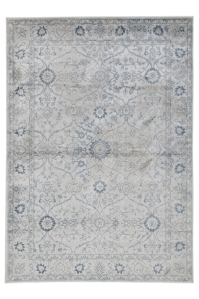 Tappeto Stile Vintage Celestine Grigio in Viscosa - Disegno Classico Orientale | Ideale per Soggiorno, Camera da Letto - CarpetLiving
