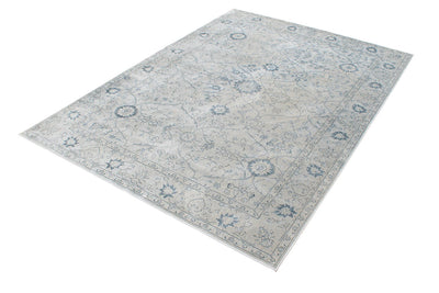 Tappeto Stile Vintage Celestine Grigio in Viscosa - Disegno Classico Orientale | Ideale per Soggiorno, Camera da Letto - CarpetLiving