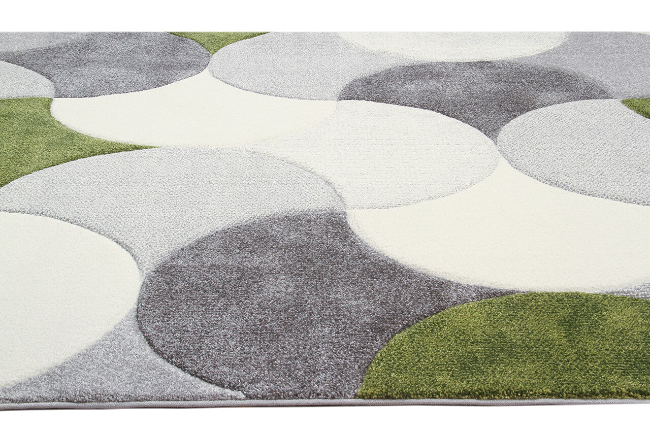 Tappeto Gioia - Antiscivolo - Ideale per Soggiorno e Camera da letto - Bianco/Verde/Grigio
