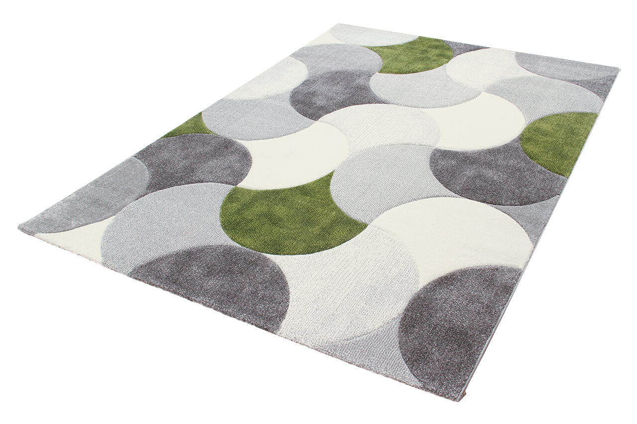 Tappeto Gioia - Antiscivolo - Ideale per Soggiorno e Camera da letto - Bianco/Verde/Grigio