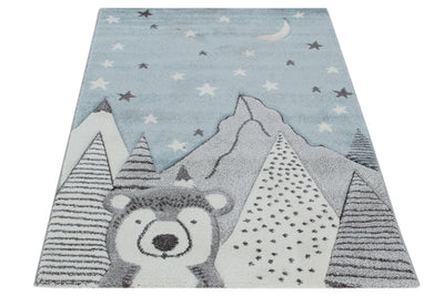 Tappeto Blu per Bambini Orso Polare - Premium Nordic - Ideale per Cameretta - tappeto sicuro e certificato - CarpetLiving