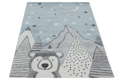 Tappeto Blu per Bambini Orso Polare - Premium Nordic - Ideale per Cameretta - tappeto sicuro e certificato