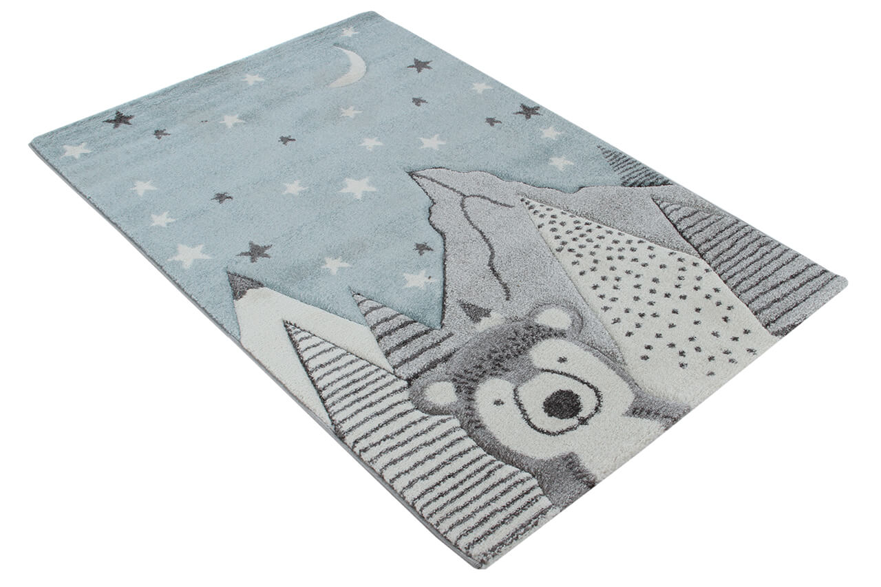 Tappeto Blu per Bambini Orso Polare - Premium Nordic - Ideale per Cameretta - tappeto sicuro e certificato