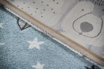 Tappeto Blu per Bambini Orso Polare - Premium Nordic - Ideale per Cameretta - tappeto sicuro e certificato