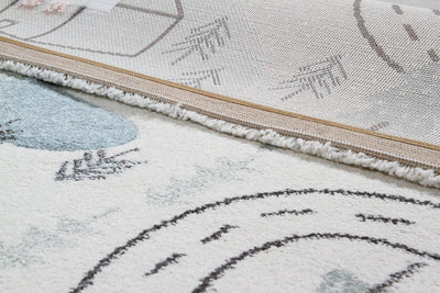 Tappeto Bianco per Bambini Disegno Stradine Case - Premium Nordic - Ideale per Cameretta - tappeto sicuro e certificato - CarpetLiving