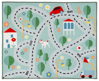 Tappeto da Gioco per Bambini - Multicolore - Disegno Strade, Casette, Automobili - Tappeto Sicuro e Certificato - CarpetLiving