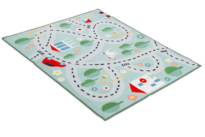 Tappeto da Gioco per Bambini - Multicolore - Disegno Strade, Casette, Automobili - Tappeto Sicuro e Certificato - CarpetLiving