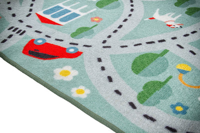 Tappeto da Gioco per Bambini - Multicolore - Disegno Strade, Casette, Automobili - Tappeto Sicuro e Certificato - CarpetLiving