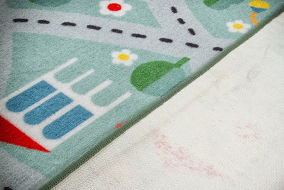 Tappeto da Gioco per Bambini - Multicolore - Disegno Strade, Casette, Automobili - Tappeto Sicuro e Certificato - CarpetLiving