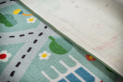 Tappeto da Gioco per Bambini - Multicolore - Disegno Strade, Casette, Automobili - Tappeto Sicuro e Certificato - CarpetLiving