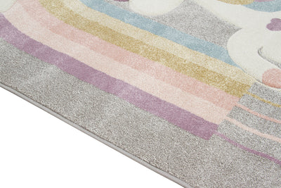 Tappeto per Bambini con Unicorno - Grigio Rosa Multicolore - Tappeto sicuro e certificato. - CarpetLiving