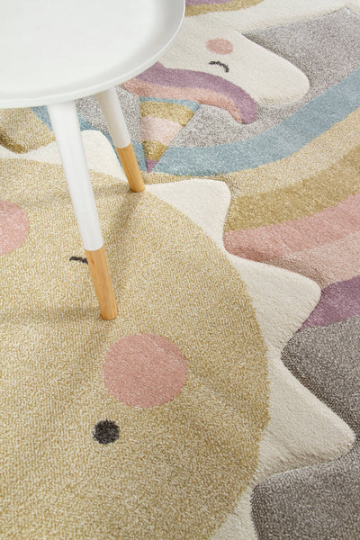 Tappeto per Bambini con Unicorno - Grigio Rosa Multicolore - Tappeto sicuro e certificato. - CarpetLiving