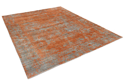 Tappeto Moderno Premium Everest in Lana Nero / Rust Ruggine  - Fatto a mano - Design Astratto Stile Vintage - CarpetLiving