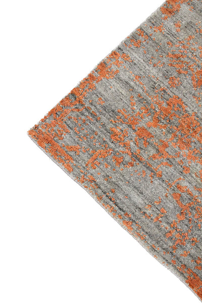 Tappeto Moderno Premium Everest in Lana Nero / Rust Ruggine  - Fatto a mano - Design Astratto Stile Vintage - CarpetLiving